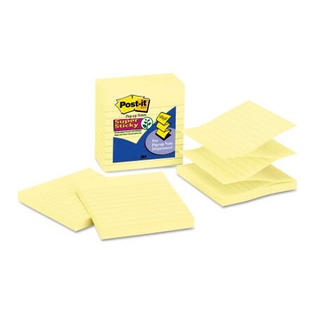 3M Post-it Pop-up Notes Super Sticky Pop-Up Refills R440YWSS, 4" x 4", Yellow, 90-Sheets, 5/Pack R440YWSS